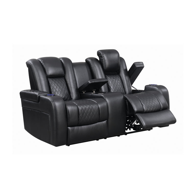 Delangelo Power^2 Loveseat with Drop-down Table Black