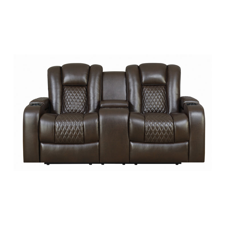 Delangelo Power^2 Loveseat with Drop-down Table Brown