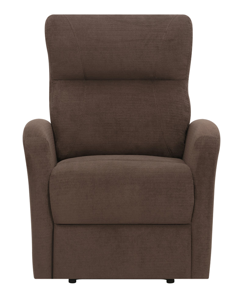 Upholstered Cushion Power Recliner Brown