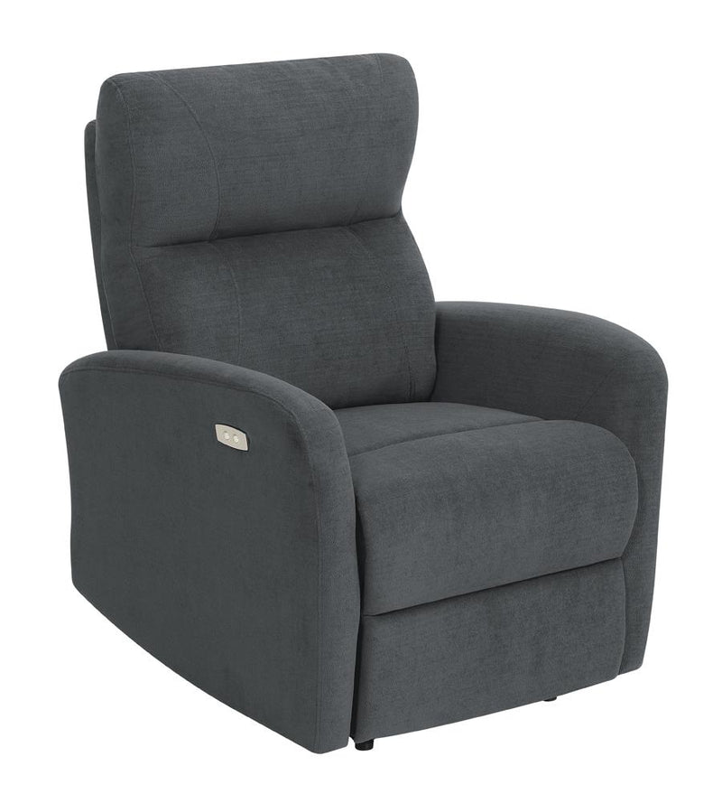 Upholstered Cushion Power Recliner Grey