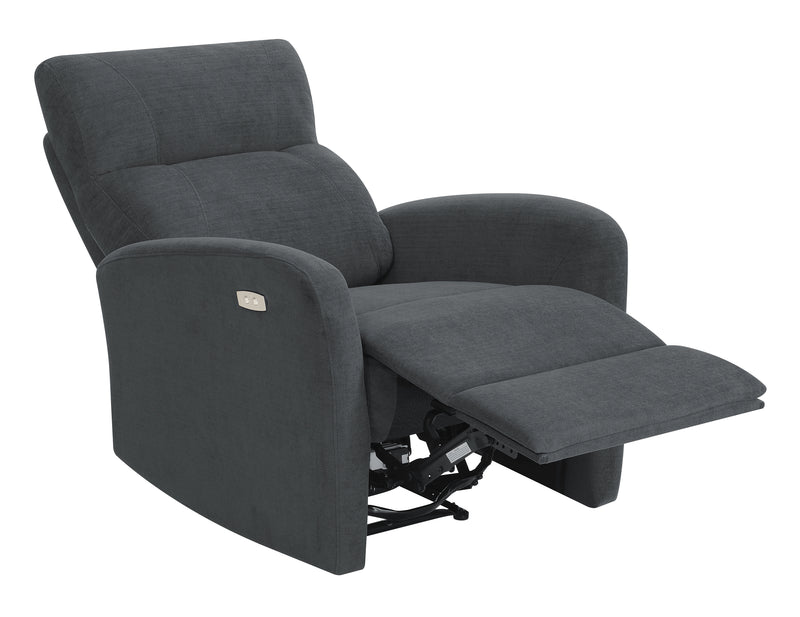 Upholstered Cushion Power Recliner Grey