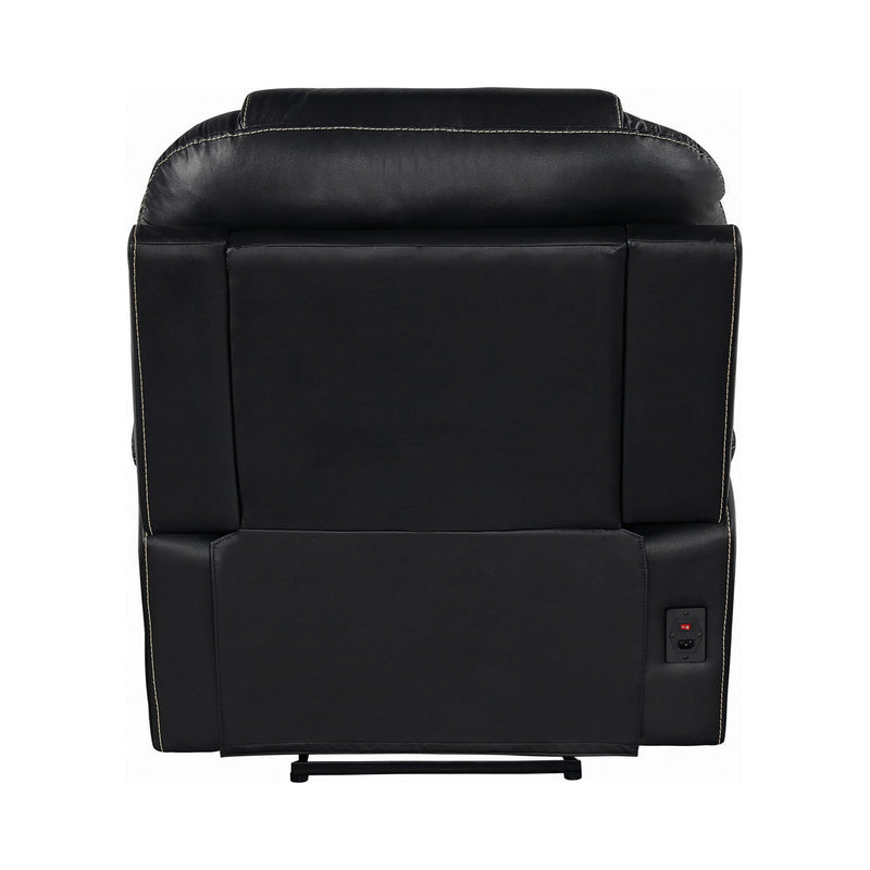 Upholstered Power^3 Recliner with Power Headrest Black