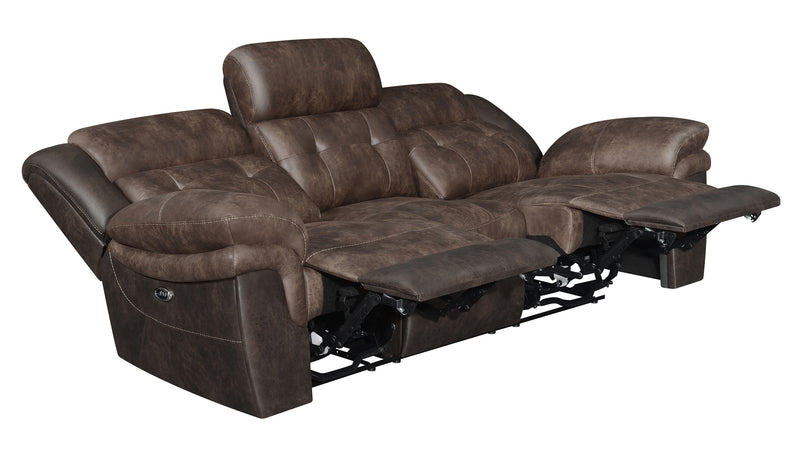 Saybrook Tufted Cushion Power Sofa Chocolate and Dark Brown