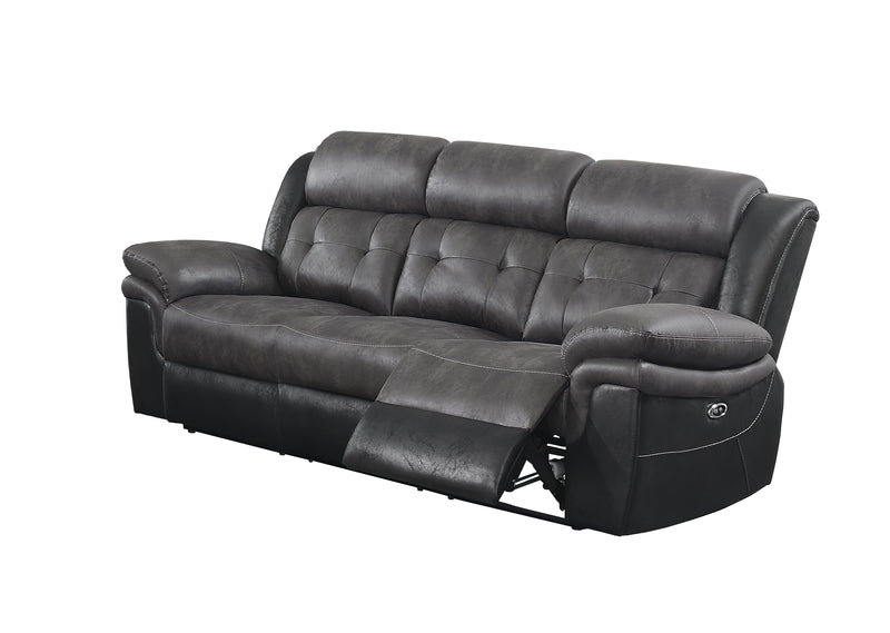 Saybrook Tufted Cushion Power Sofa Charcoal and Black