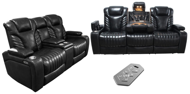 Bismark 2-piece Living Room Set with Power Headrest Black