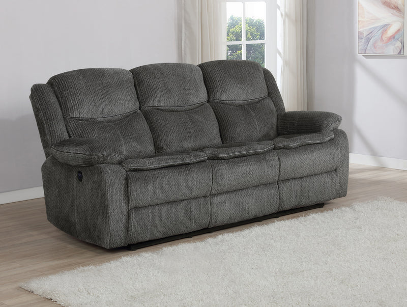Jennings Upholstered Power Sofa with Drop-down Table Charcoal