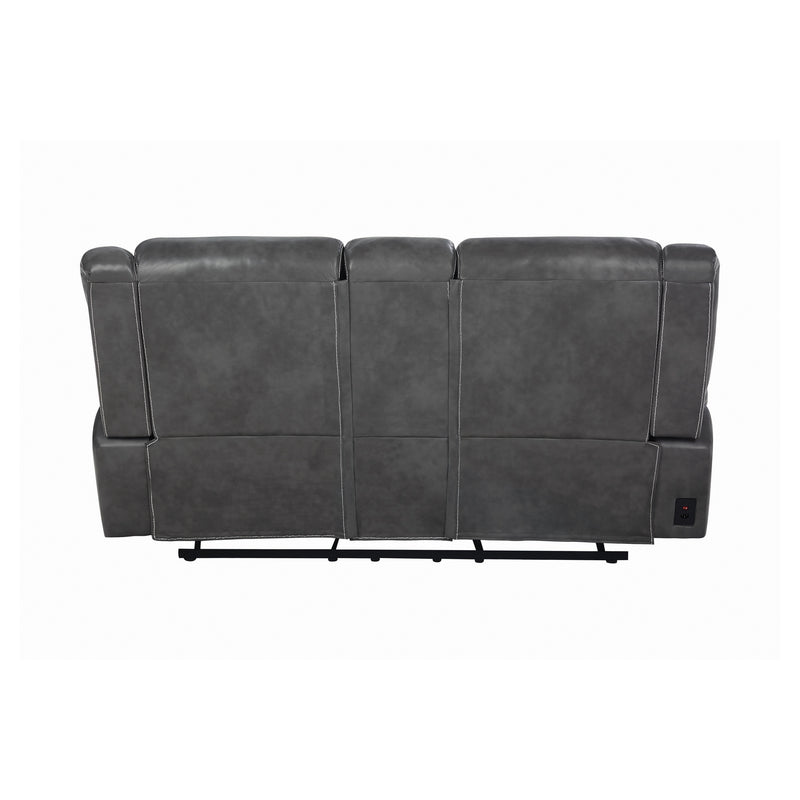 Conrad Upholstered Power Loveseat with Console Grey