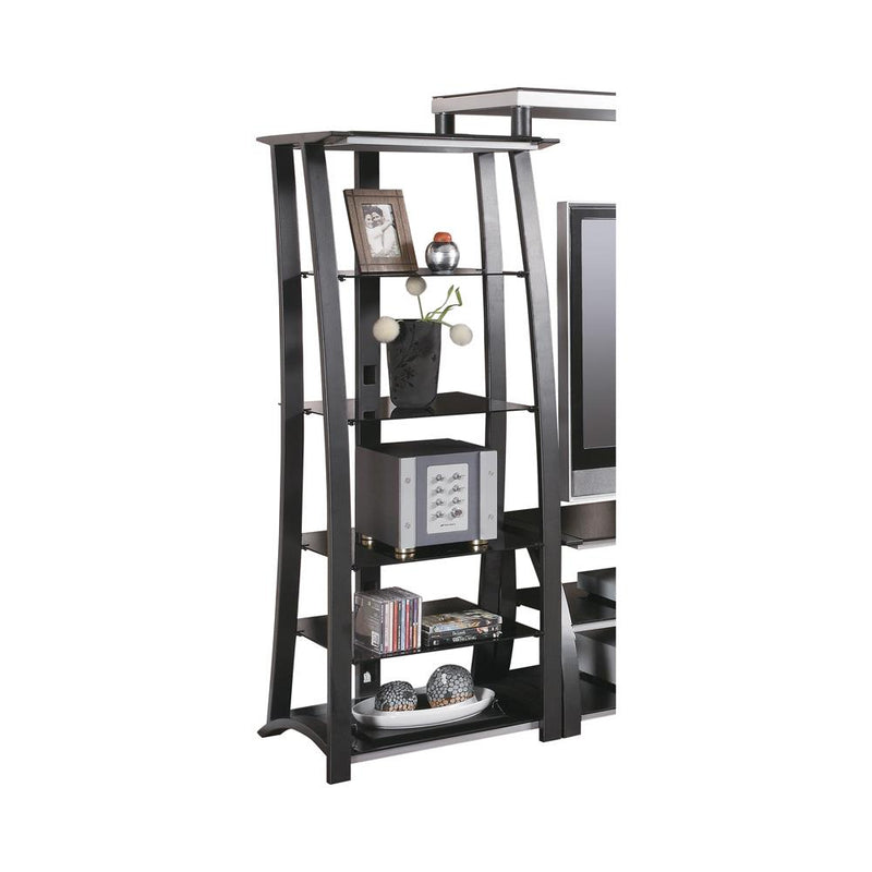 5-tier Media Tower Matte Black and Silver