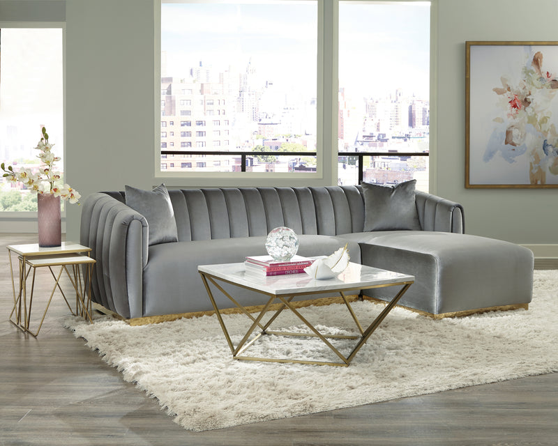 Square Coffee Table White and Gold