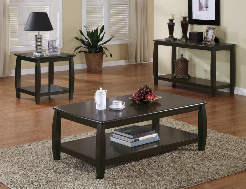 Rectangular Coffee Table with Lower Shelf Espresso
