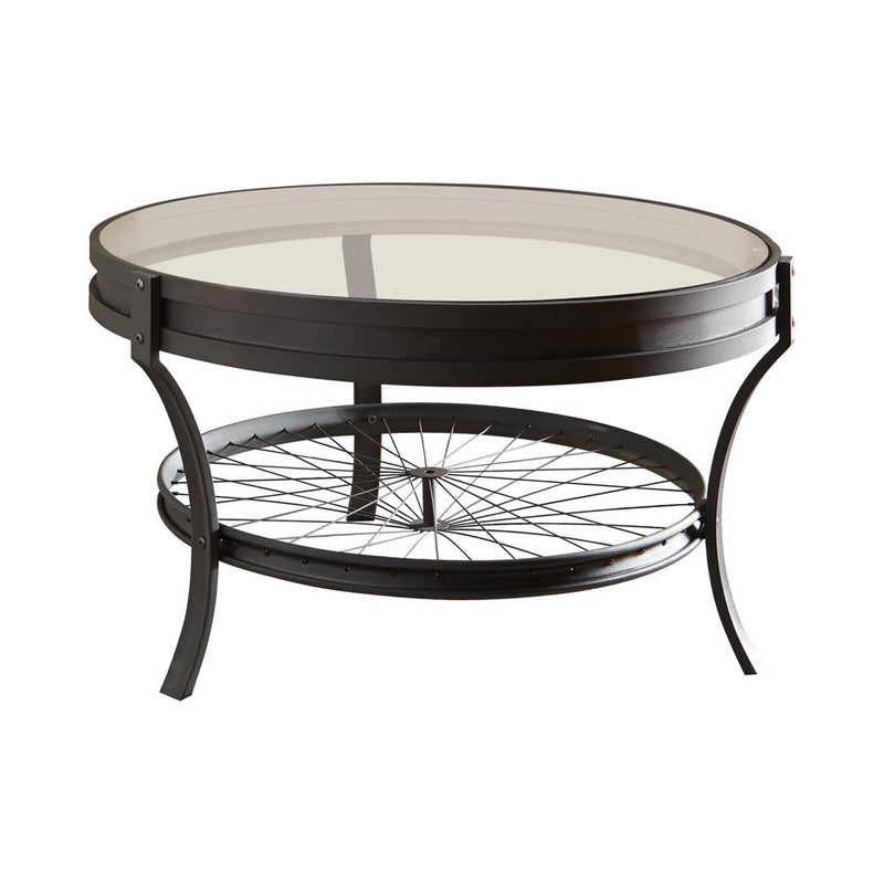 Round Glass Top Coffee Table Black