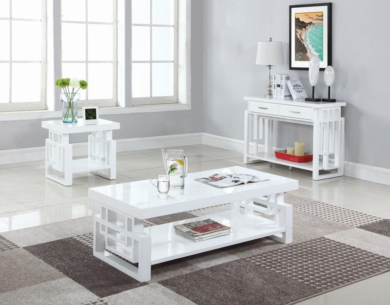 Rectangular End Table High Glossy White