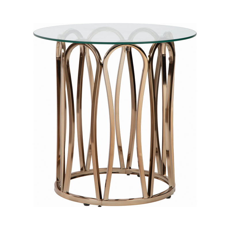 Round End Table Chocolate Chrome and Clear