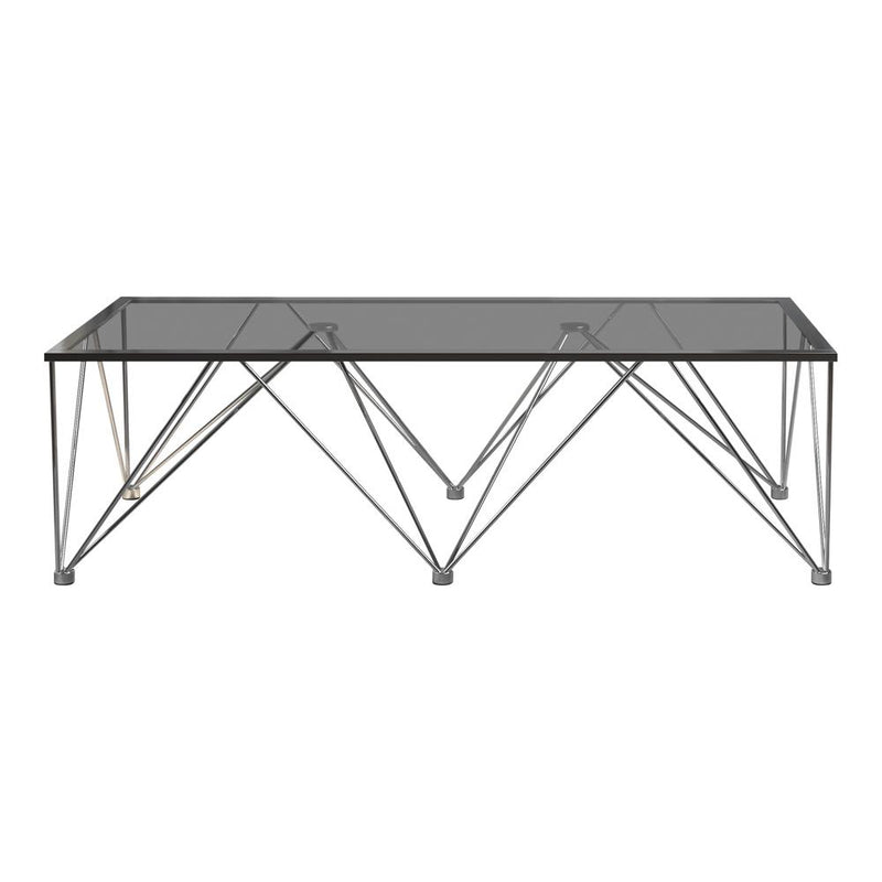 Chalet Square Coffee Table with Glass Top Chrome and Grey