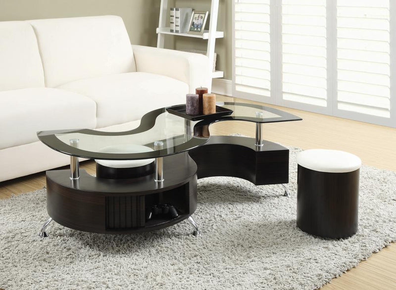 3-piece Coffee Table and Stools Set Cappuccino