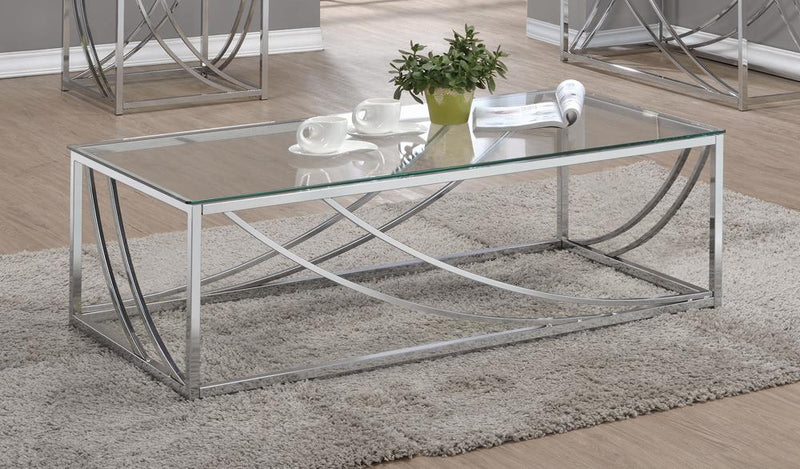 Glass Top Rectangular Coffee Table Accents Chrome