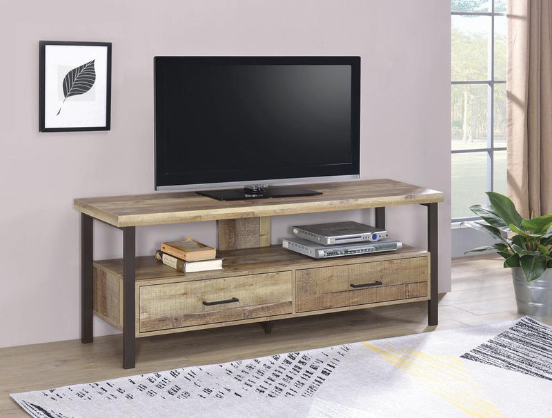 59″ 2-drawer TV Console Weathered Pine