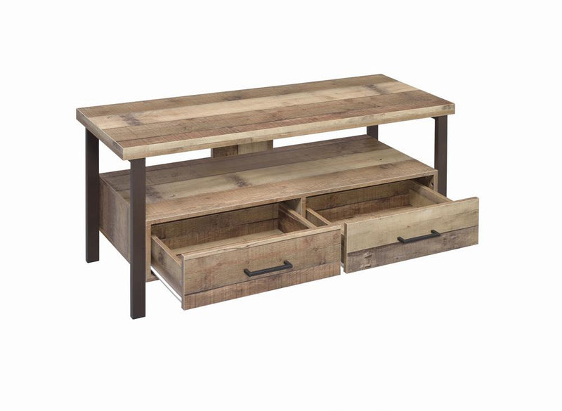 48″ 2-drawer TV Console Weathered Pine
