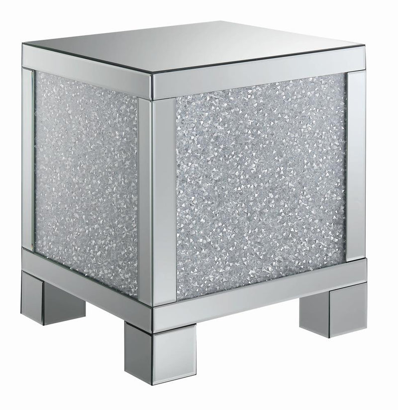 Layton Square End Table Silver and Clear Mirror
