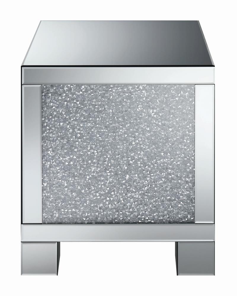 Layton Square End Table Silver and Clear Mirror
