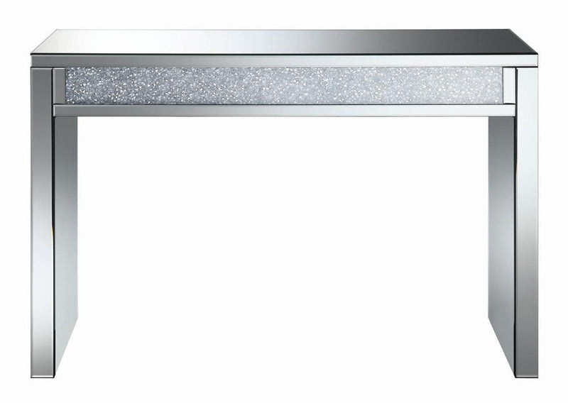 Layton Rectangular Sofa Table Silver and Clear Mirror