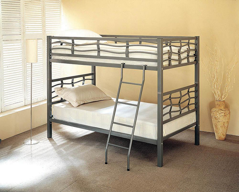 Fairfax Twin over Twin Bunk Bed with Ladder Light Gunmetal
