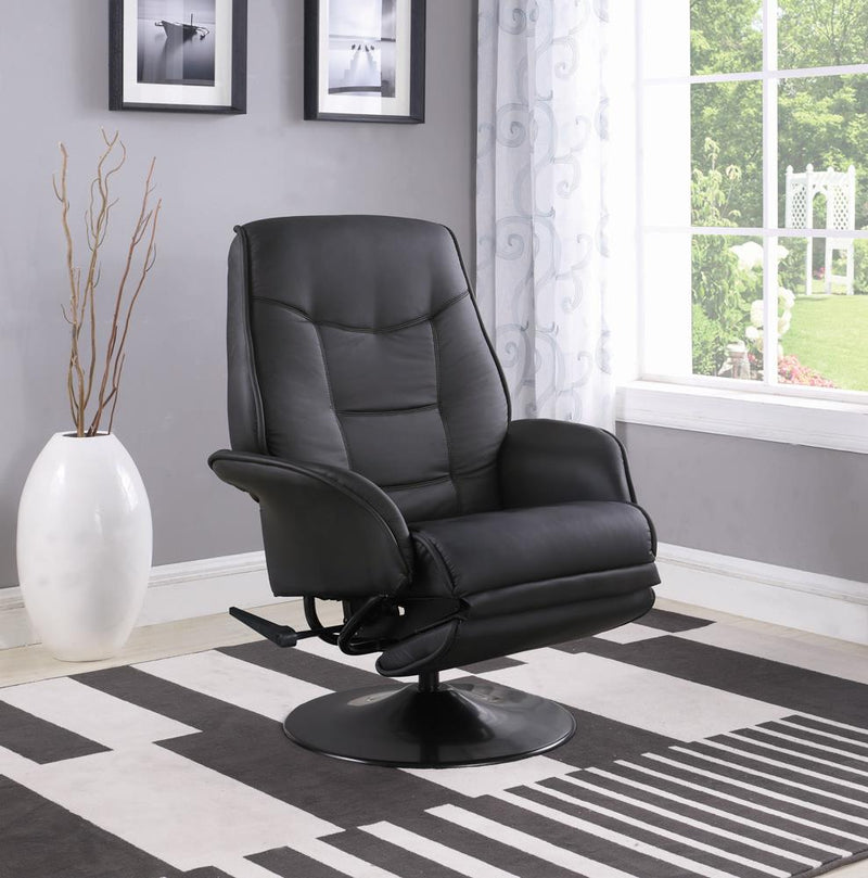 Swivel Recliner with Flared Arm Black