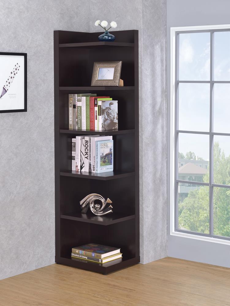 6-tier Corner Bookcase Cappuccino