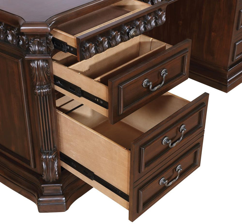 Tucker 5-drawer Double Pedestal Executive Desk Rich Brown