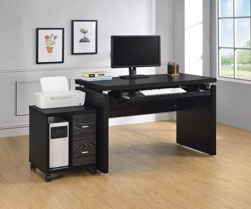 Russell Computer Desk with Keyboard Tray Black Oak