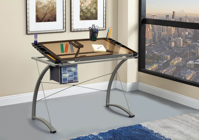 Melo Drafting Desk with 3-drawer Champagne