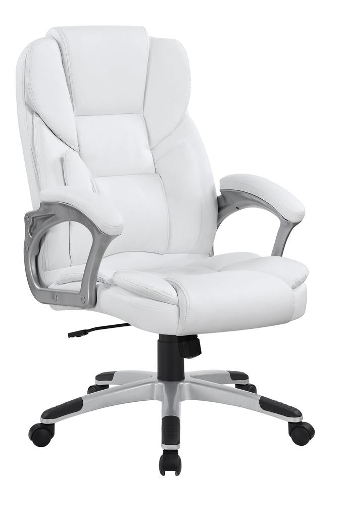 Adjustable Height Office Chair White and Silver