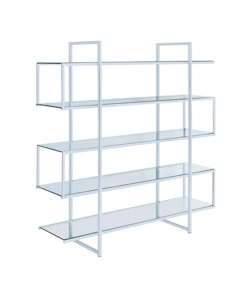 5-shelf Bookcase Chrome and Clear