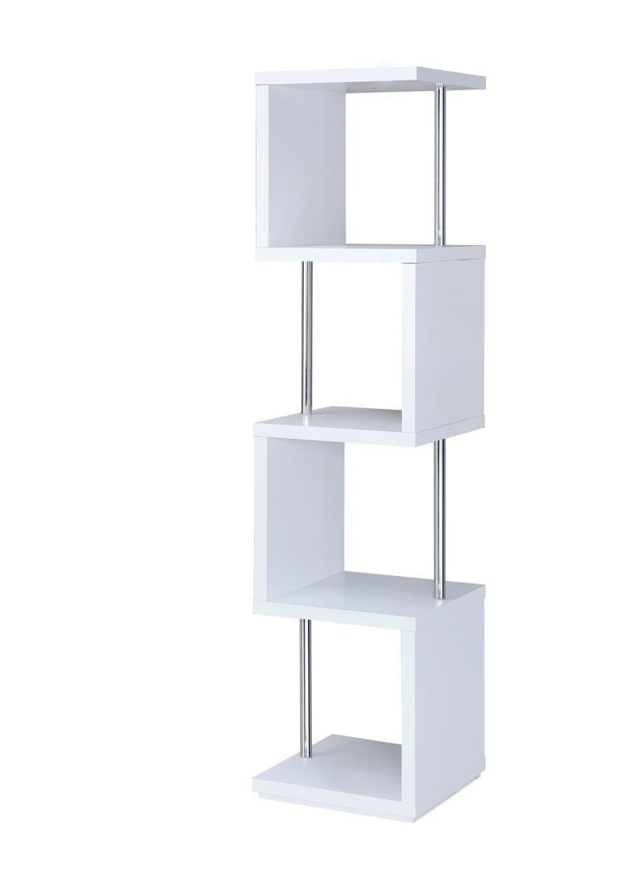 4-shelf Bookcase White and Chrome
