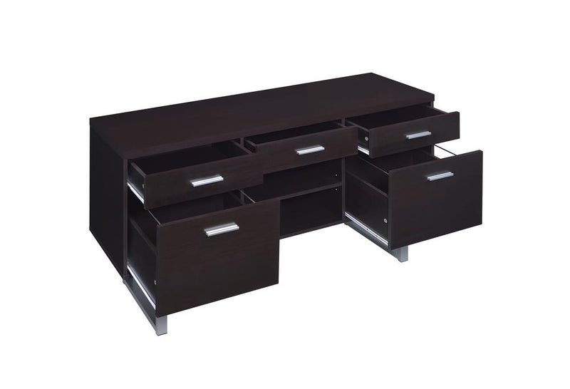 Glavan 5-drawer Credenza with Adjustable Shelf Cappuccino