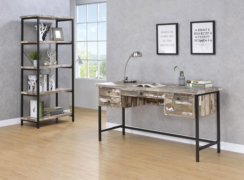 Skelton 4-shelf Bookcase Salvaged Cabin and Black