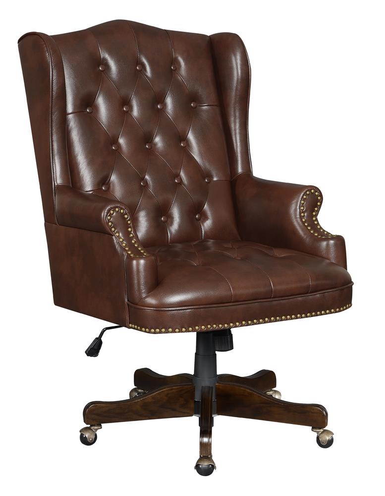 Adjustable Height Office Chair Brown and Dark Cherry