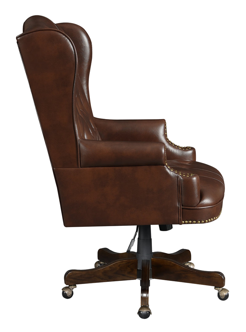 Adjustable Height Office Chair Brown and Dark Cherry