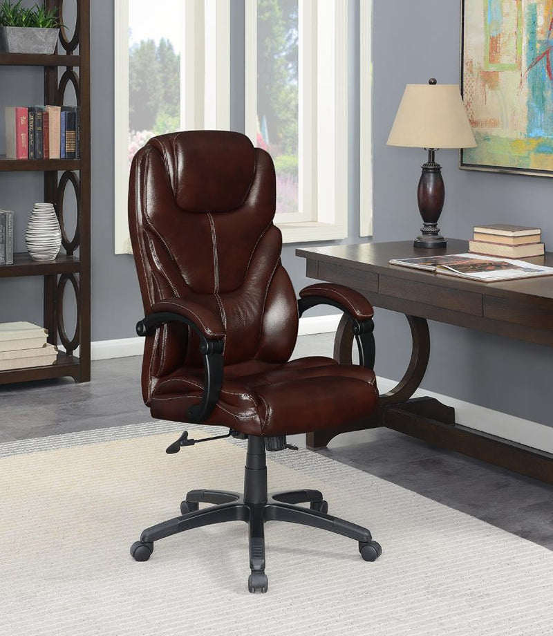 Upholstered Curved Arm Office Chair Brown and Black