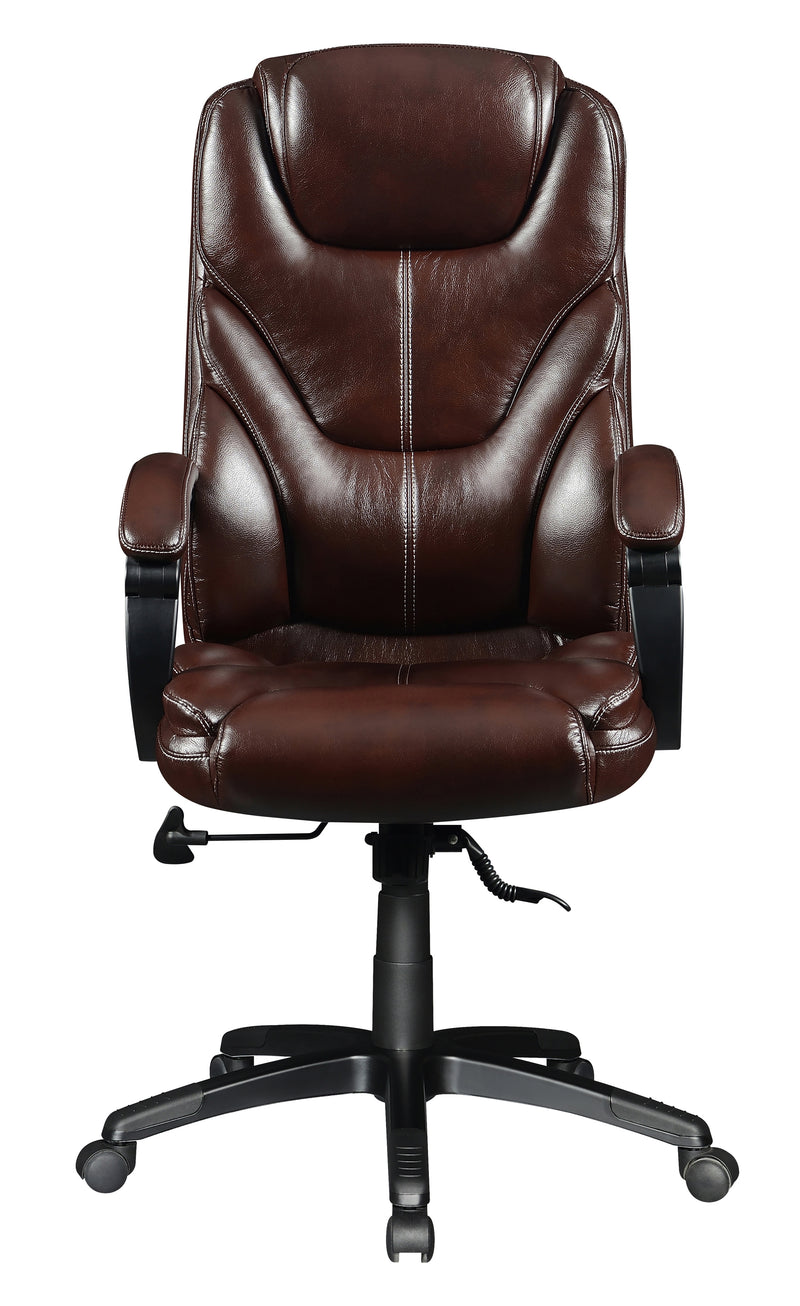 Upholstered Curved Arm Office Chair Brown and Black