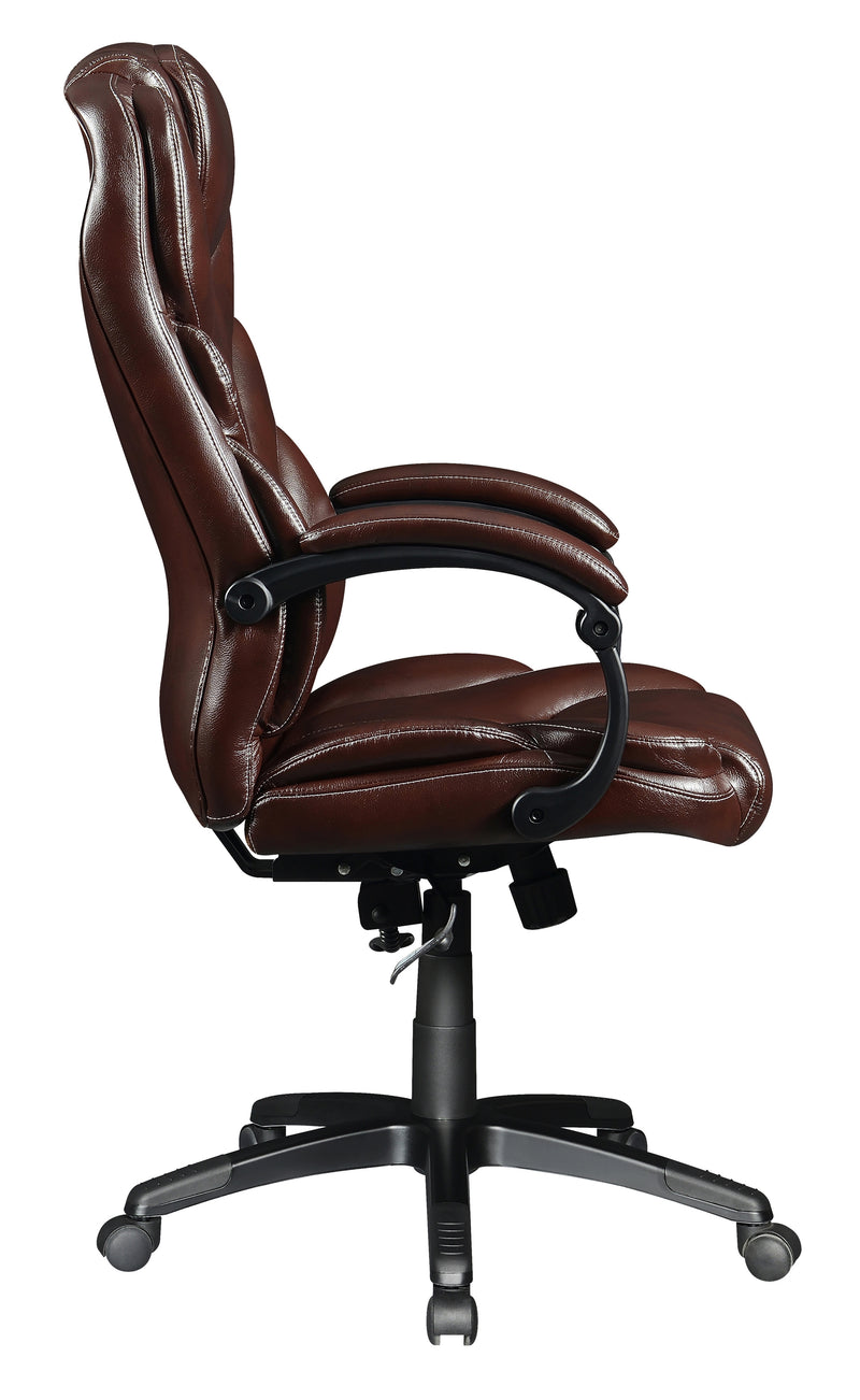 Upholstered Curved Arm Office Chair Brown and Black