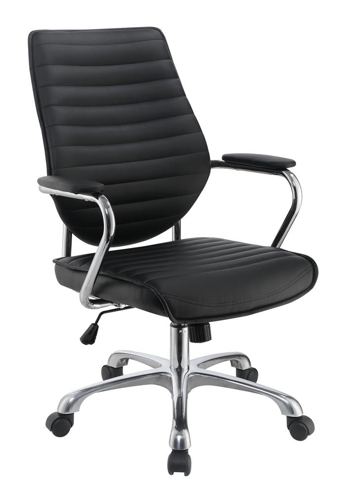 High Back Office Chair Black and Chrome