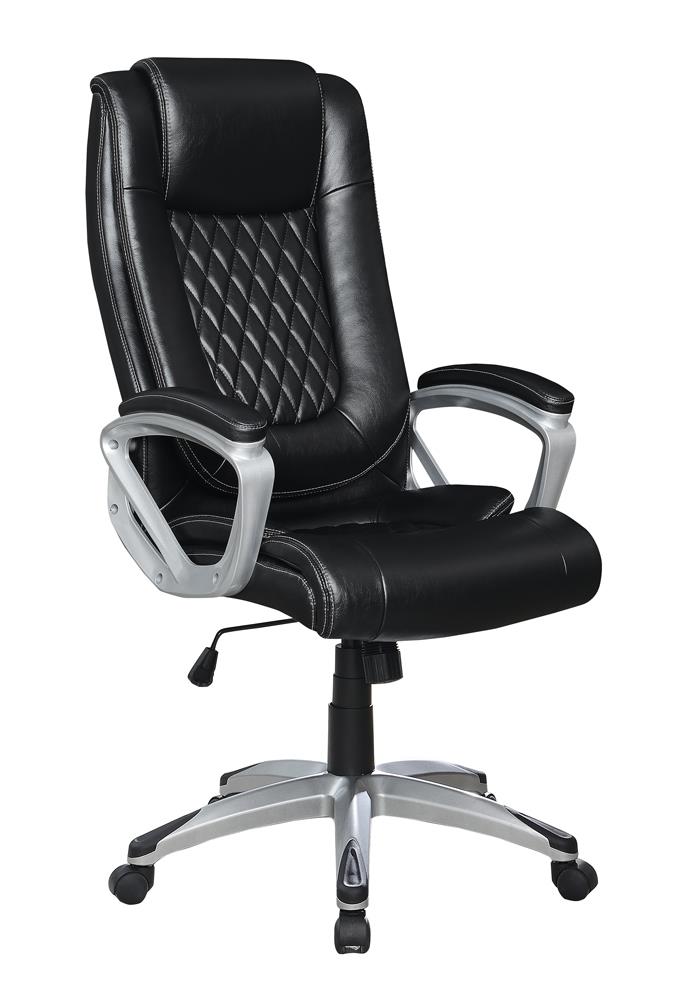 Curved Arm Office Chair with Casters Black and Silver