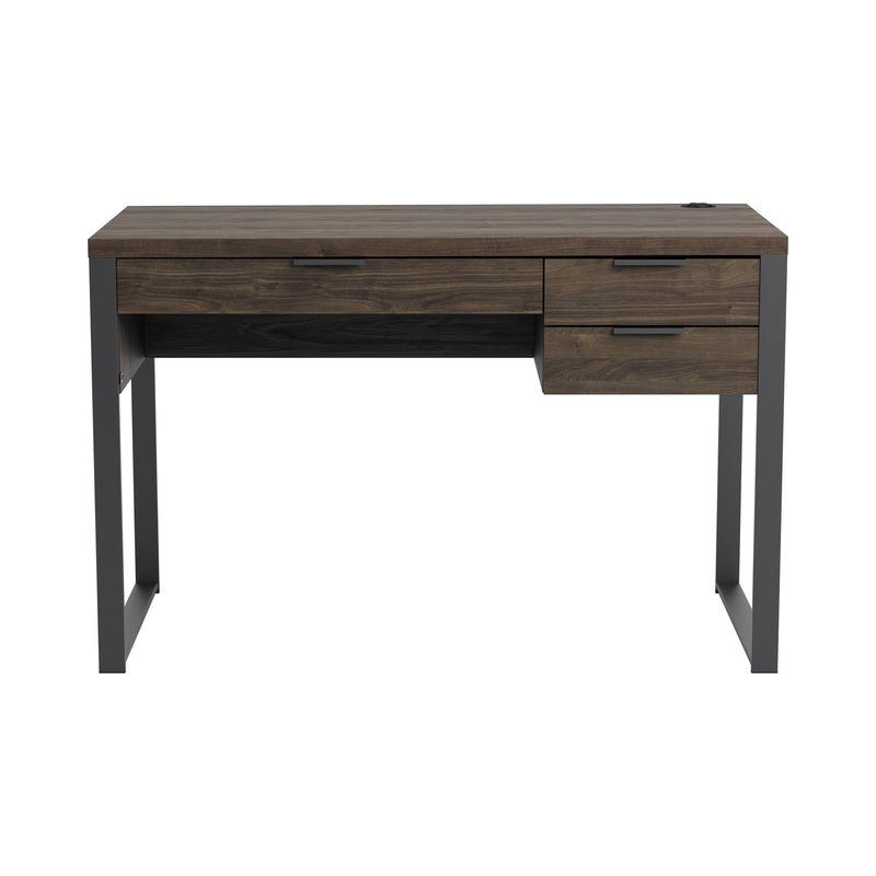 Pattinson 3-drawer Writing Desk Aged Walnut and Gunmetal