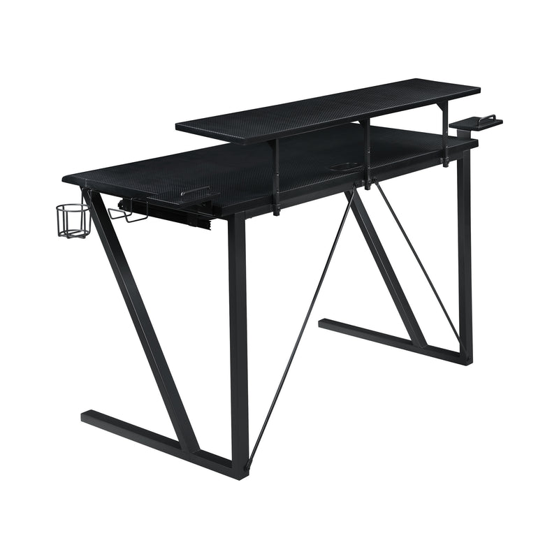 Tech Spec Gaming Desk with Cup Holder Gunmetal