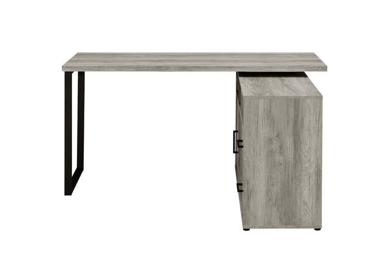 Hertford L-shape Office Desk with Storage Grey Driftwood