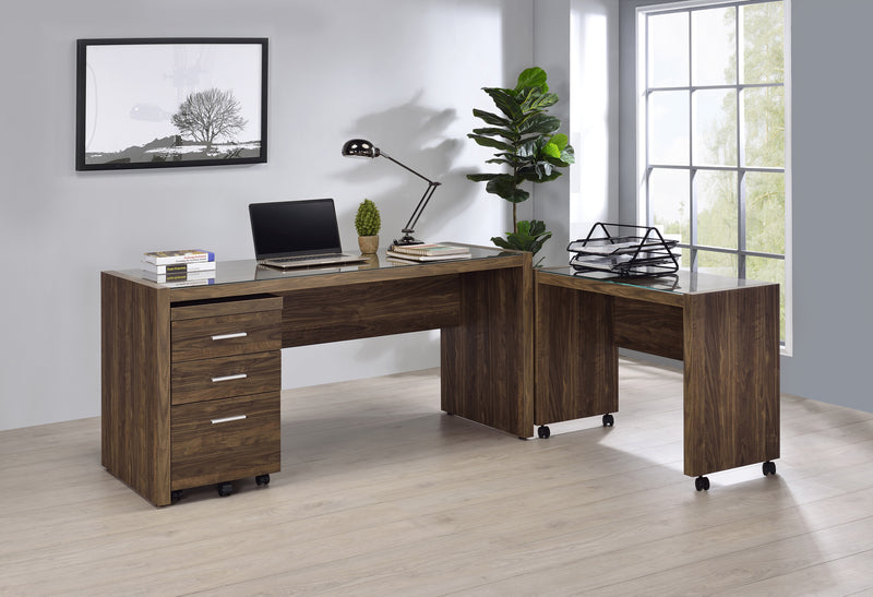 Luetta 3-piece Office Desk Set Aged Walnut