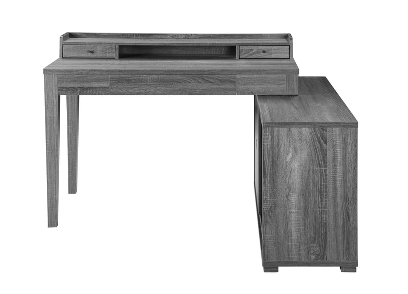 Jamara L-shape Office Desk with Power Outlet Weathered Grey