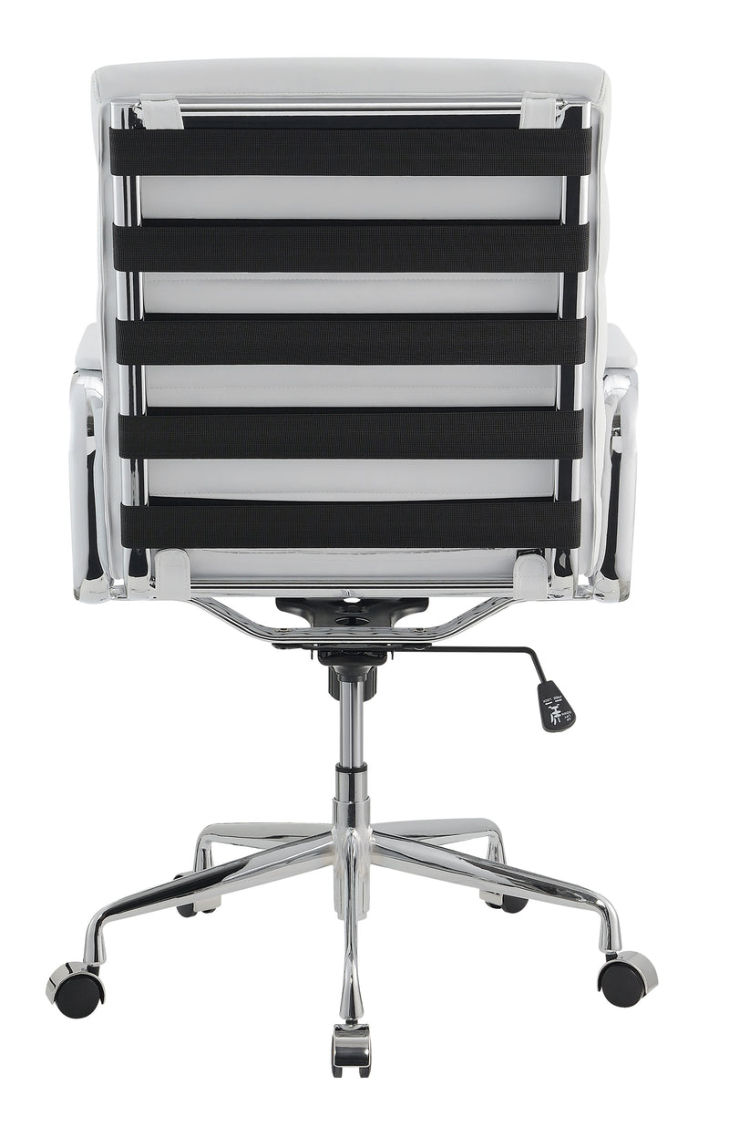 Channel Tufted Office Chair White and Chrome