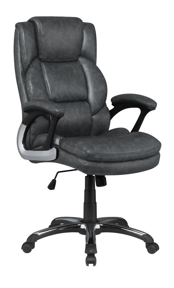 Adjustable Height Office Chair with Padded Arm Grey and Black